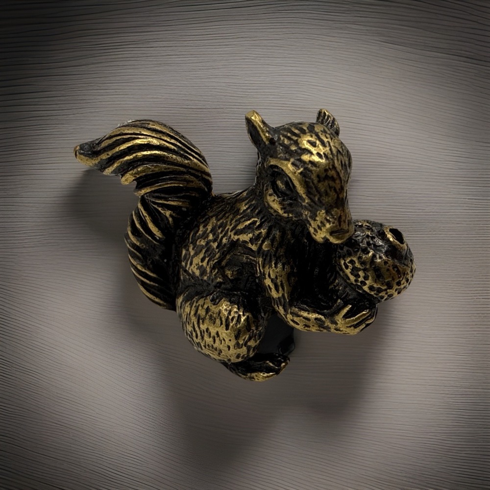 Brass Squirrel Figurine Statue Animal Figurines Bookshelf Office Knick Knack